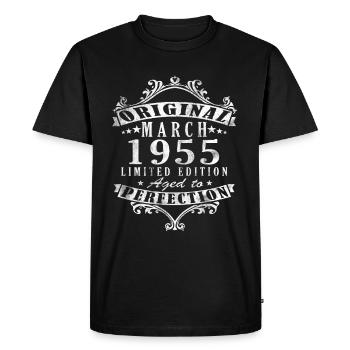Mars 1955 Anniversaire - Né en mars 1955 - T-shirt Premium bio Homme - noir - Devant - Nico (187cm)