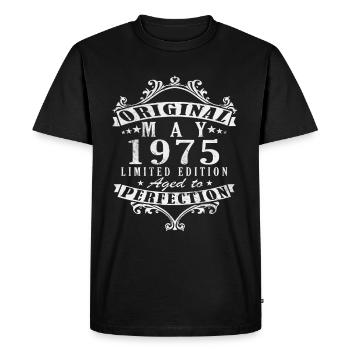 Légendes Mai 1975 Anniversaire Millésime Mai 1975 - T-shirt Premium bio Homme - noir - Devant - Nico (187cm)