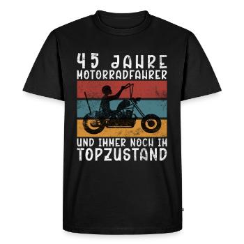 45 Birthday Motorcyclist 45 Years Motorcycle - Men's Premium Organic T-Shirt - black - Front - Nico (187cm)