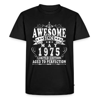 Mai 1975 Mai 1975, Né Mai 1975 Mai 1975 - T-shirt Premium bio Homme - noir - Devant - Nico (187cm)