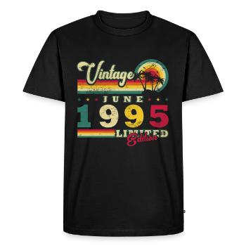 Anniversaire Juin 1995 Juin 1995 Juin 1995 - T-shirt Premium bio Homme - noir - Devant - Nico (187cm)