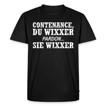 Contenance, Du Wixxer - Männer Premium Bio T-Shirt - Schwarz - Vorne - Nico (187cm)
