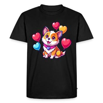 Chien avec des ballons colorés - T-shirt Premium bio Homme - noir - Devant - Nico (187cm)