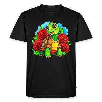 Méga Tortue Mignonne - T-shirt Premium bio Homme - noir - Devant - Nico (187cm)