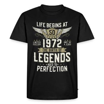 50th birthday born in 1972 vintage legends - Men's Premium Organic T-Shirt - black - Front - Nico (187cm)