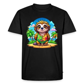 Paresseux mignon des vacances - T-shirt Premium bio Homme - noir - Devant - Nico (187cm)