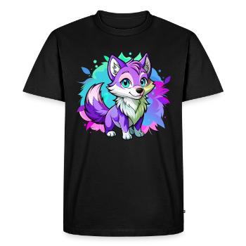 Bébé loup violet - T-shirt Premium bio Homme - noir - Devant - Nico (187cm)