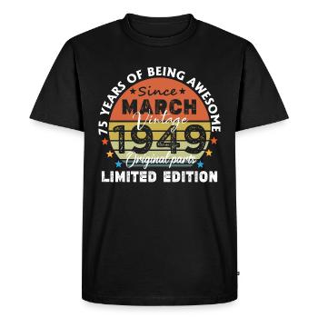 75 Years Old Made In 1949 Vintage March 1949 - T-shirt Premium bio Homme - noir - Devant - Nico (187cm)