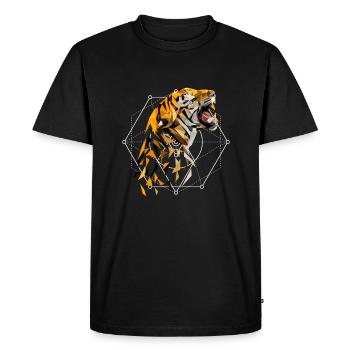 Tiger Geometric | gift idea - Men's Premium Organic T-Shirt - black - Front - Nico (187cm)