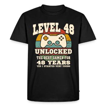 Level 48 unlocked - 48th anniversary - Men's Premium Organic T-Shirt - black - Front - Nico (187cm)