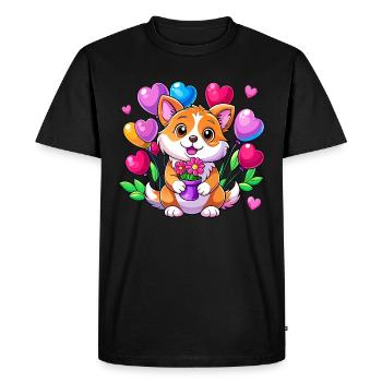 Chien avec des ballons colorés - T-shirt Premium bio Homme - noir - Devant - Nico (187cm)