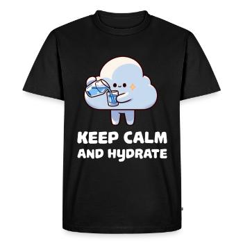 Restez calme et hydratez-vous - T-shirt Premium bio Homme - noir - Devant - Nico (187cm)