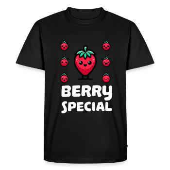 Spécial Baies Fraise - T-shirt Premium bio Homme - noir - Devant - Nico (187cm)