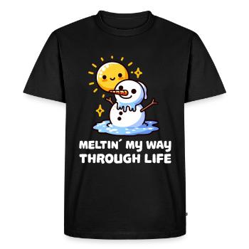 Meltin' My Way Through Life Bonhomme de neige - T-shirt Premium bio Homme - noir - Devant - Nico (187cm)