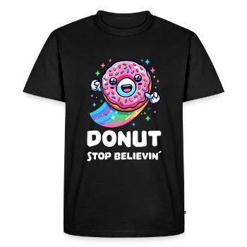 Donut Stop Believin' Cute Donut - T-shirt Premium bio Homme - noir - Devant - Nico (187cm)