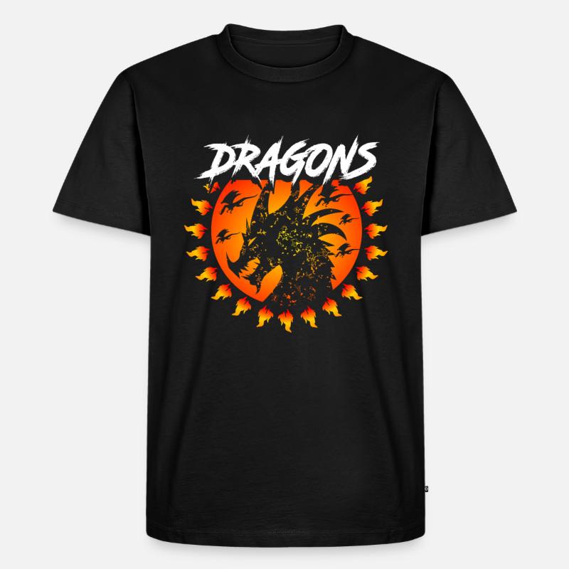 Drache - Männer Premium Bio T-Shirt - Schwarz