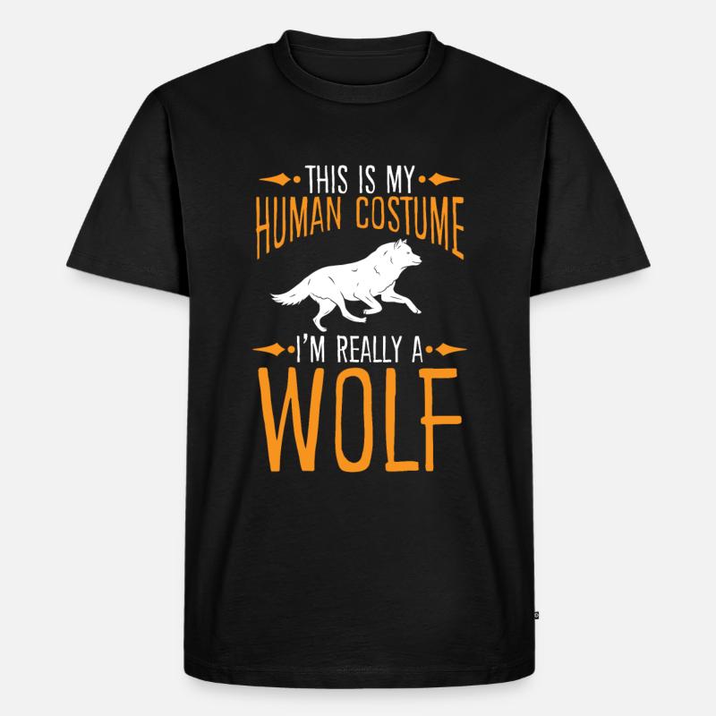Wolf - Männer Premium Bio T-Shirt - Schwarz