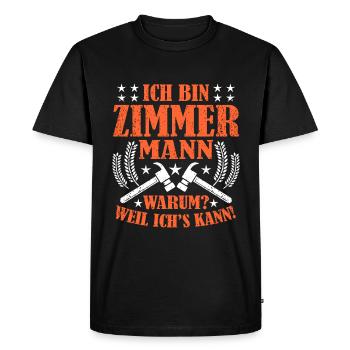 Zimmermann - Männer Premium Bio T-Shirt - Schwarz - Vorne - Nico (187cm)