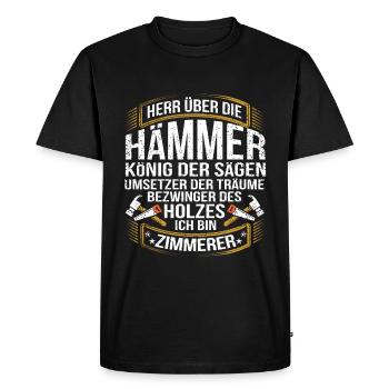 Zimmermann - Männer Premium Bio T-Shirt - Schwarz - Vorne - Nico (187cm)