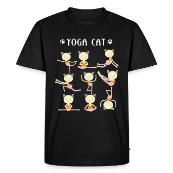Yoga et chats - T-shirt Premium bio Homme - noir - Devant - Nico (187cm)