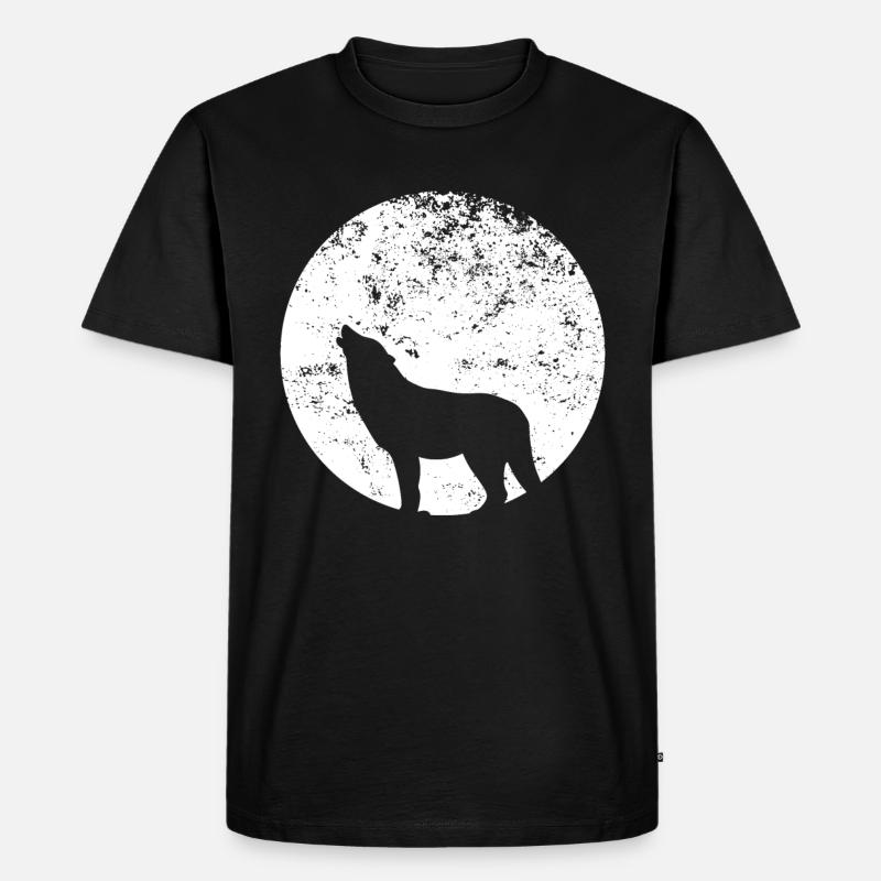 Wolf - Männer Premium Bio T-Shirt - Schwarz