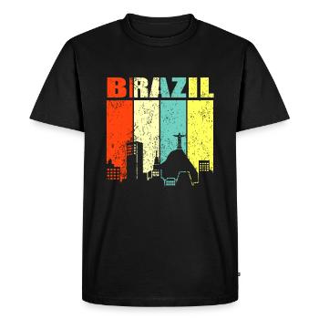 Brésil - T-shirt Premium bio Homme - noir - Devant - Nico (187cm)