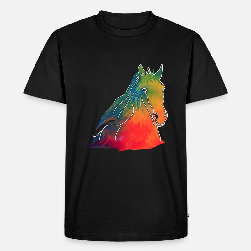 Pferd - Männer Premium Bio T-Shirt - Schwarz