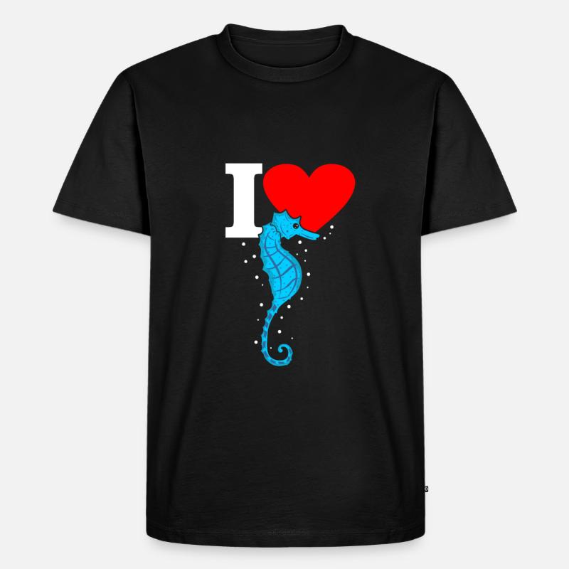Seepferd - Männer Premium Bio T-Shirt - Schwarz