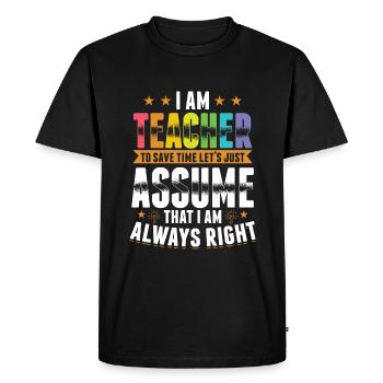 professeur - T-shirt Premium bio Homme - noir - Devant - Nico (187cm)