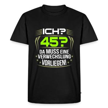 45th birthday - Men's Premium Organic T-Shirt - black - Front - Nico (187cm)