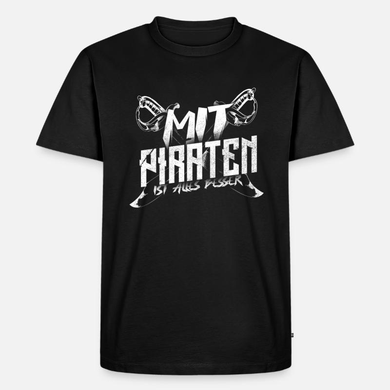 Pirat - Männer Premium Bio T-Shirt - Schwarz