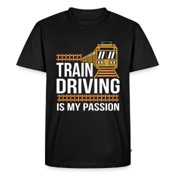 Train trains model railroad railway gift - Men's Premium Organic T-Shirt - black - Front - Nico (187cm)