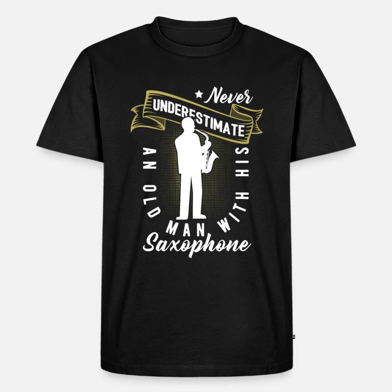 Saxophone - Männer Premium Bio T-Shirt - Schwarz