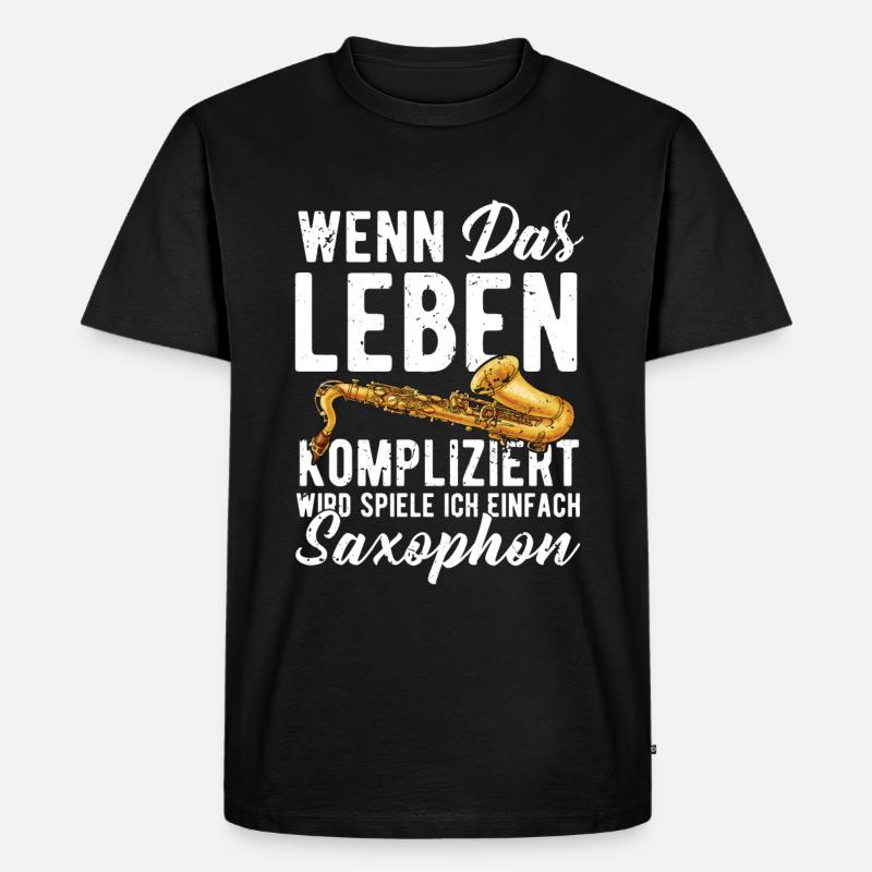 Saxophone - Männer Premium Bio T-Shirt - Schwarz