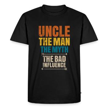 Onkel - Männer Premium Bio T-Shirt - Schwarz - Vorne - Nico (187cm)