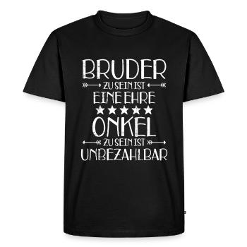 Onkel - Männer Premium Bio T-Shirt - Schwarz - Vorne - Nico (187cm)