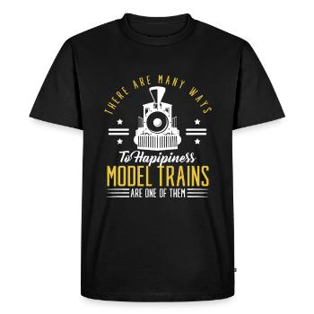 Train trains model railroad railway gift - Men's Premium Organic T-Shirt - black - Front - Nico (187cm)