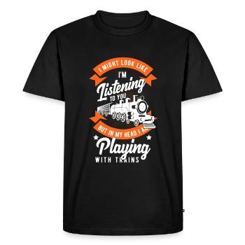 Train trains train modèle - T-shirt Premium bio Homme - noir - Devant - Nico (187cm)