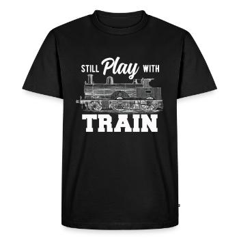 Train trains model railroad railway gift - Men's Premium Organic T-Shirt - black - Front - Nico (187cm)