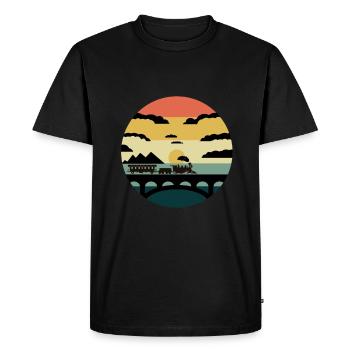 Train trains model railroad railway gift - Men's Premium Organic T-Shirt - black - Front - Nico (187cm)