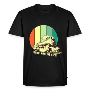 Train trains model railroad railway gift - Men's Premium Organic T-Shirt - black - Front - Nico (187cm)