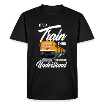 Train trains train modèle - T-shirt Premium bio Homme - noir - Devant - Nico (187cm)