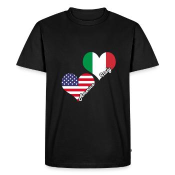 Italie Amérique - T-shirt Premium bio Homme - noir - Devant - Nico (187cm)