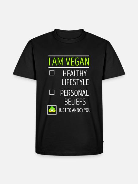Vegan - Männer Premium Bio T-Shirt - Schwarz