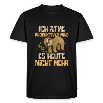 Faultier - Männer Premium Bio T-Shirt - Schwarz - Vorne - Nico (187cm)