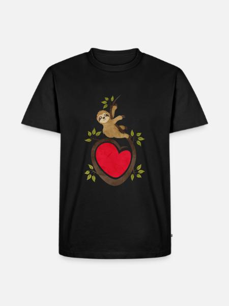 Faultier - Männer Premium Bio T-Shirt - Schwarz