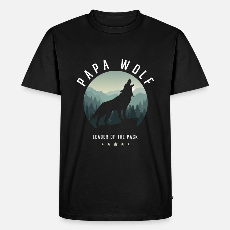 Wolf - Männer Premium Bio T-Shirt - Schwarz