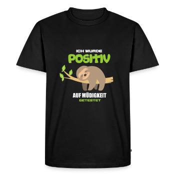 Faultier - Männer Premium Bio T-Shirt - Schwarz - Vorne - Nico (187cm)