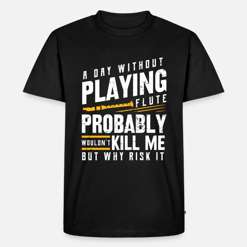Querflöte - Männer Premium Bio T-Shirt - Schwarz