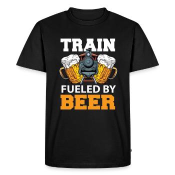 Train Trains Train Lovers Shirt funny Train Shirt Iron - Men's Premium Organic T-Shirt - black - Front - Nico (187cm)